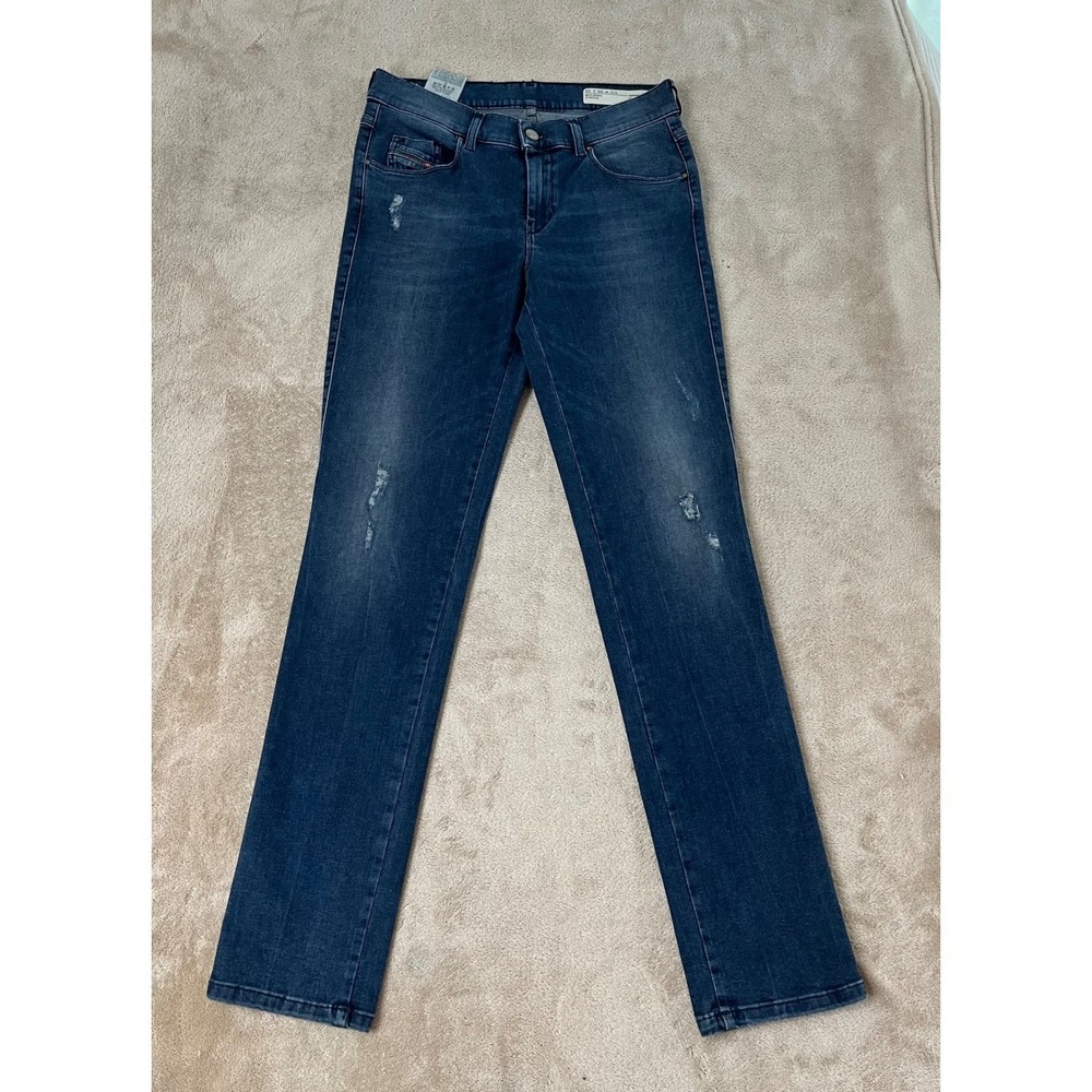 Diesel Sandy Slim Straight Jeans Women's 29(28) Blue Dark Wash Distressed Denim
